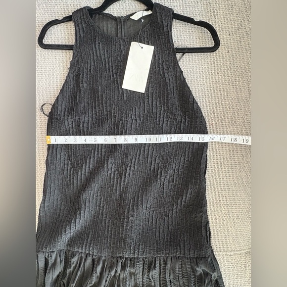 Zara Woman Collection Black Crinkled Midi Dress – Size Medium – Brand New - Picture 7 of 12